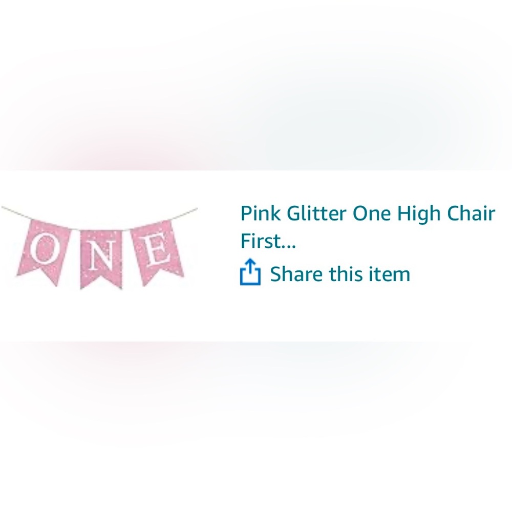 Pink Glitter One High Chair String For First Birthday.